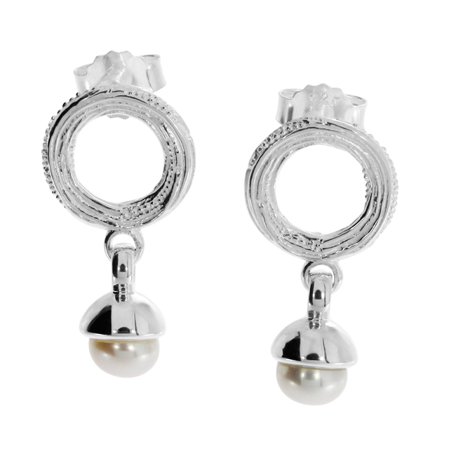 Ohrstecker Strandcores Silber hell Perle 5 mm