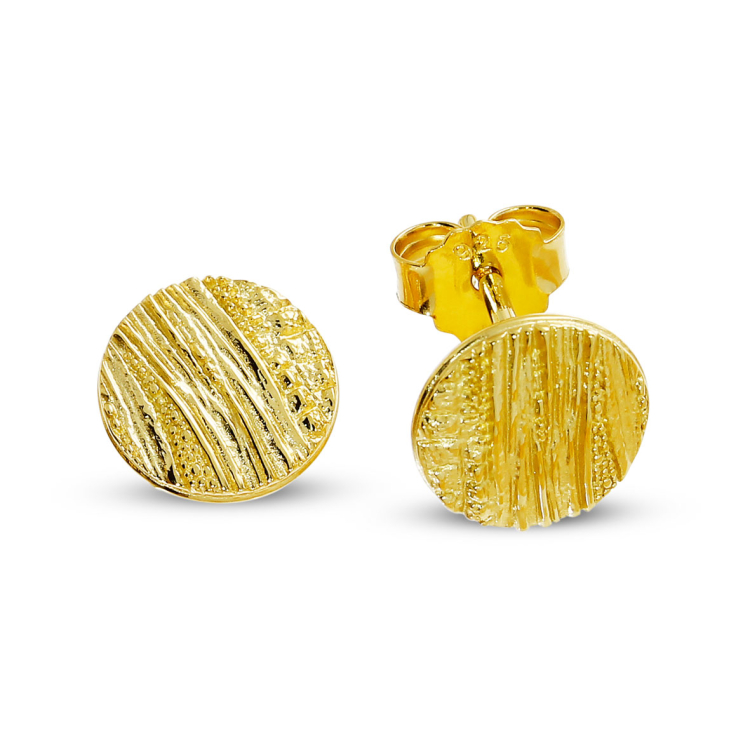 Ohrstecker Strandcores Silber Gelbgold Vergoldung 9 mm rund 