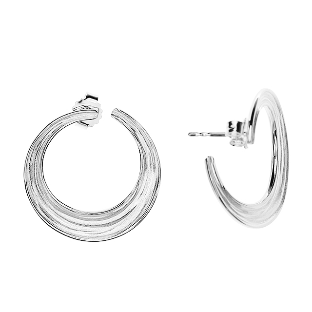 Ohrstecker Crease Meeresstrudel Silber 24 mm