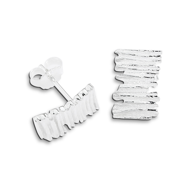 Ohrstecker Crease Wood Silber 8.5 x13 mm