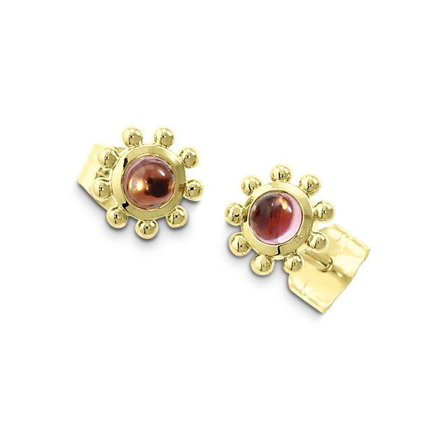 Ohrstecker 585 Gelb-Gold pink Turmalin 3 mm rund cab