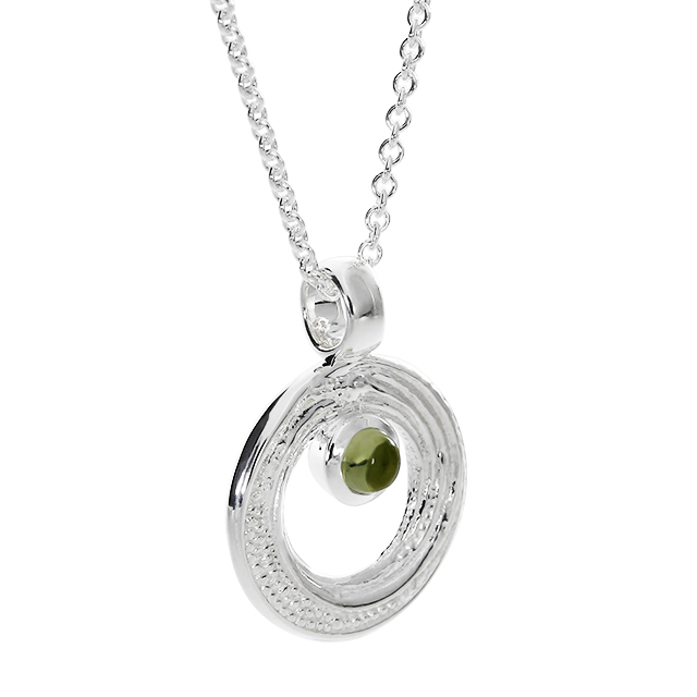 Anhänger Strandcores Silber Peridot 3 mm rund cab