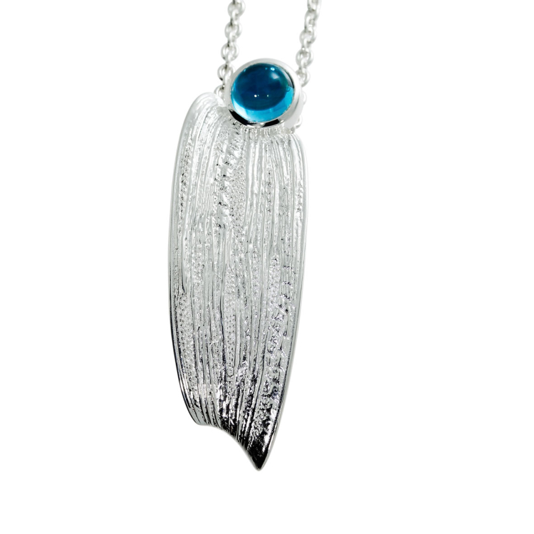 Anhänger Strandcores Silber hell Swiss Blue Topas 7mm cab