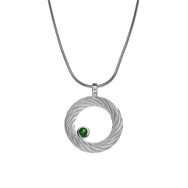 Anhänger Silber Waves Tsavorith 3 mm rund fac
