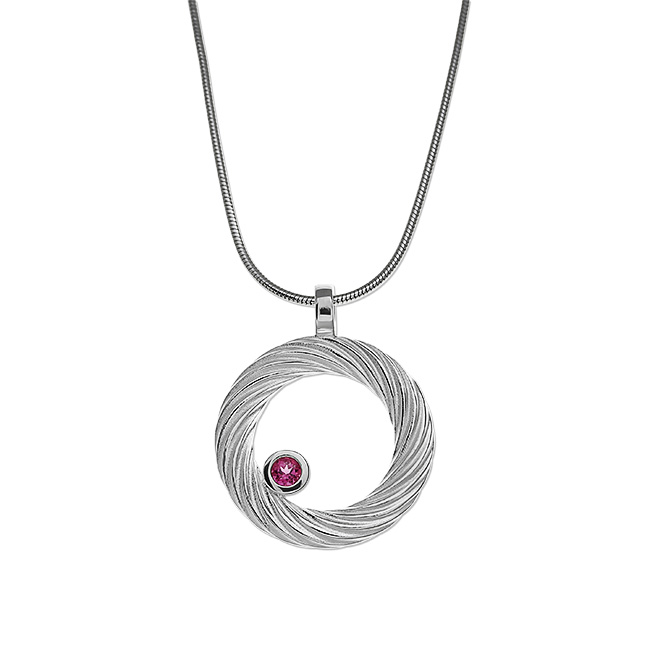 Anhänger Silber Waves pink Turmalin 3 mm rund fac