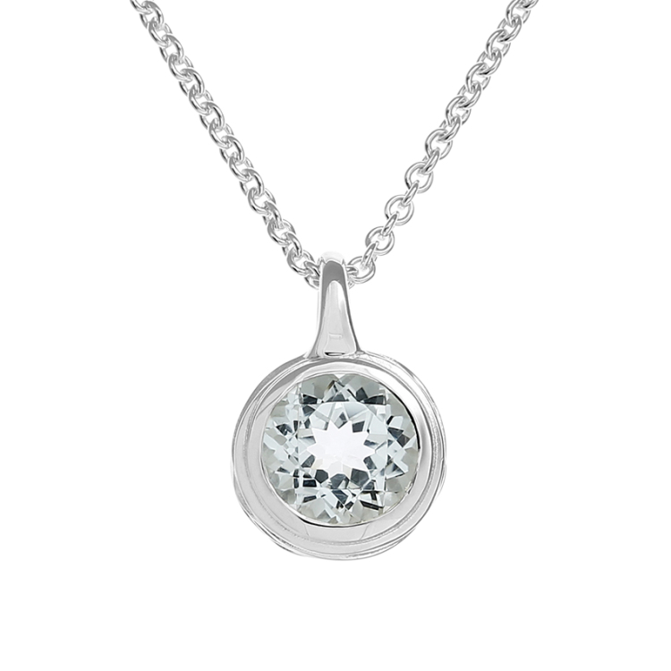 Anhänger Silber Crease weißer Topas 8 mm rund fac