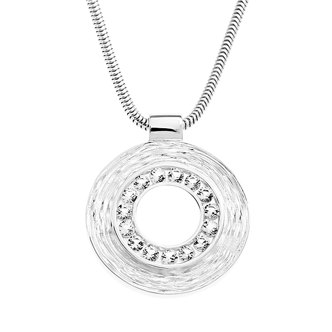 Anhänger Crease Silber 19 mm rund weißer Topas