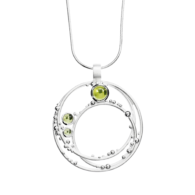 Anhänger Silber Dots Peridot 3,4, 6  mm cab