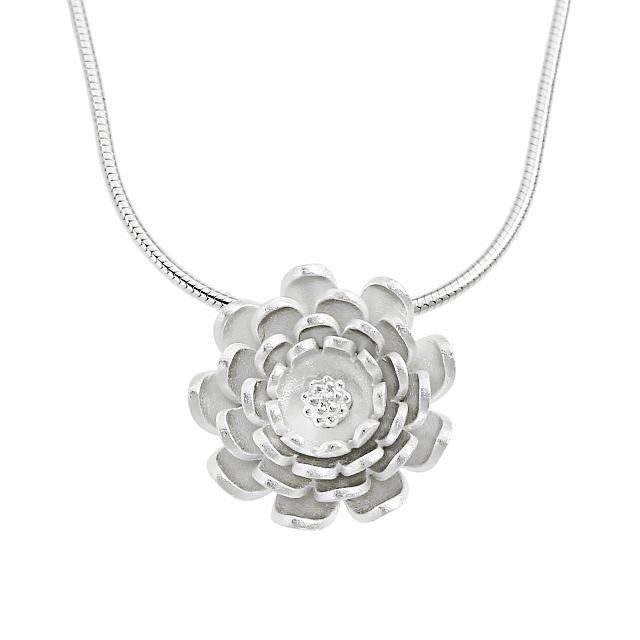 Anhänger Lotusblüte Silber matt 14 mm