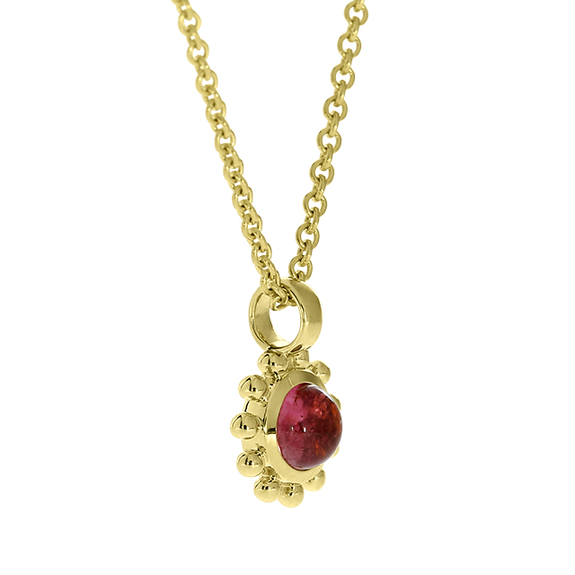 Anhänger 585 Gelbgold pink turmalin 4 mm cab.