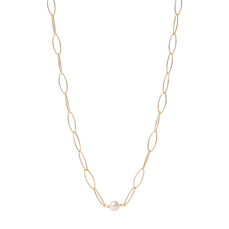 Kurze Halskette mit ovaler, geriffelter Kette