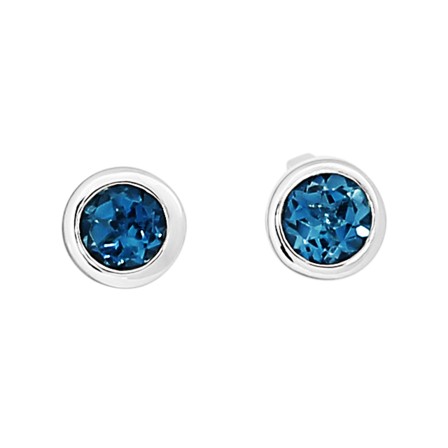 Ohrstecker Silber London blue Topas rund 5 mm fac