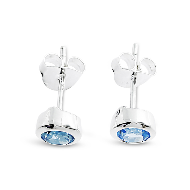 Ohrstecker Silber Sky blueTopas rund 5 mm fac