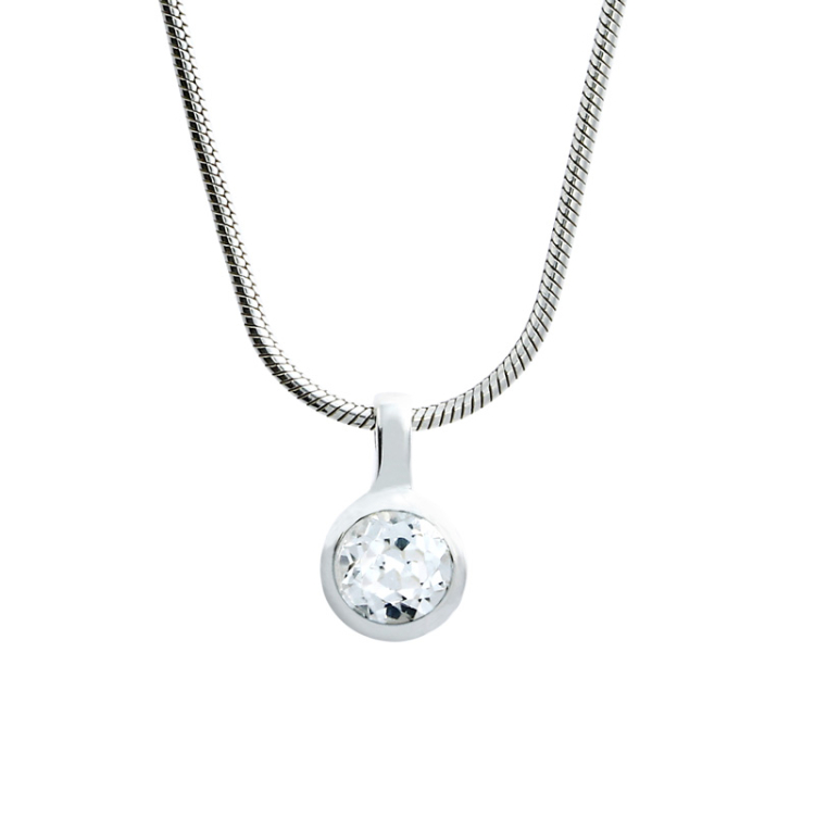 Anhänger Silber weißer Topas 5 mm rund fac