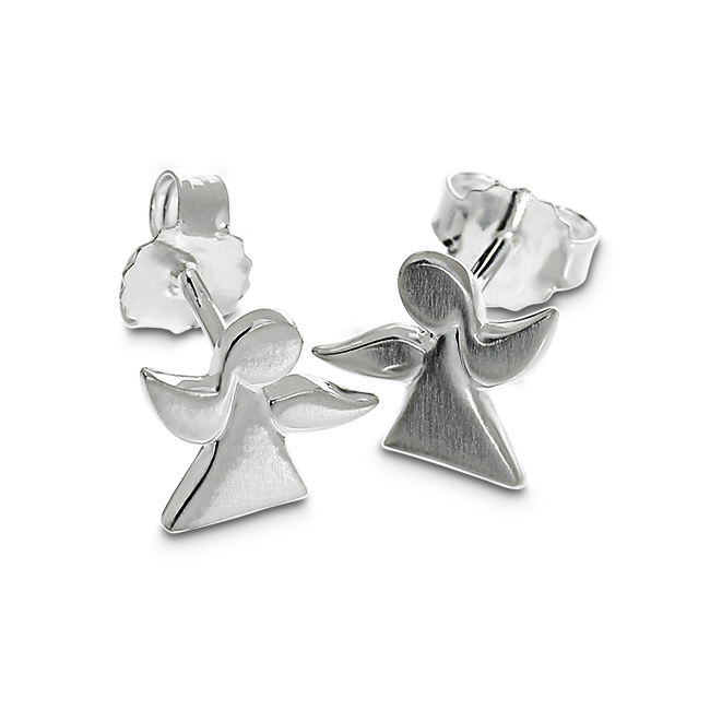 Ohrstecker Kleiner Schutzengel Silber hell 8 x 10 mm Anlaufgeschützt
