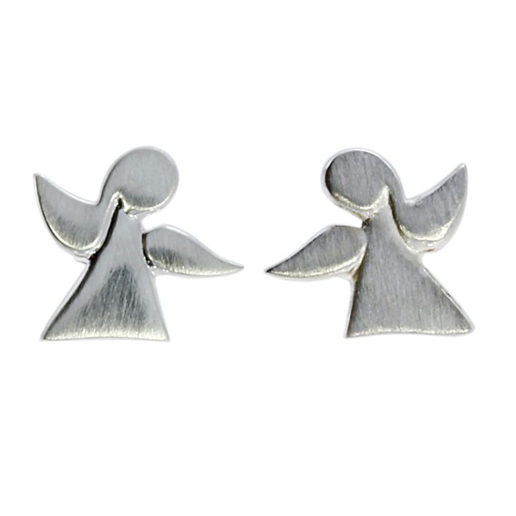 Ohrstecker Kleiner Schutzengel Silber hell 8 x 10 mm Anlaufgeschützt