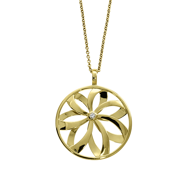 Anhänger 585 Gold Durchmesser 24 mm Diamant 0,02 ct TWSi, ohne Kette