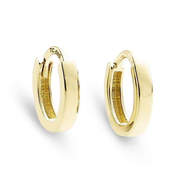 Creole 585 Gold oval mit Scharnier rund Durchmesser 10 mm, Breite 3,5 mm