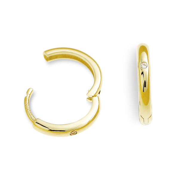 Creole 585 Gelbgold mit Scharnier, Diamant 0,015 ct TwSi Durchmesser 12 mm, Breite 2,2 mm