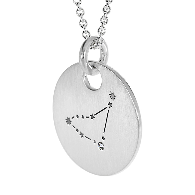 Sternbild Silber Steinbock Diamant 0,02ct TWSi Gravur Frontseite