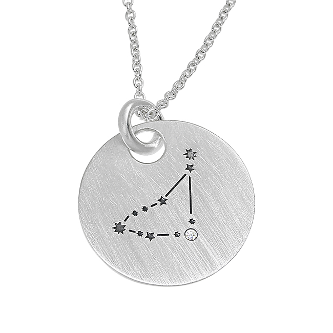 Sternbild Silber Steinbock Diamant 0,02ct TWSi Gravur Rückseite