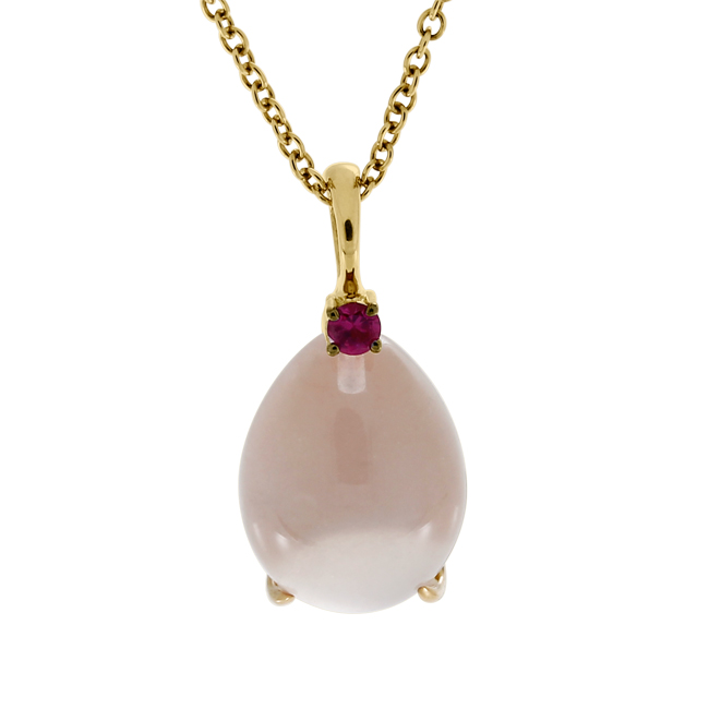 Anhänger Roségold 750 Rosenquarz Tropfen / Rubin inkl. Kette