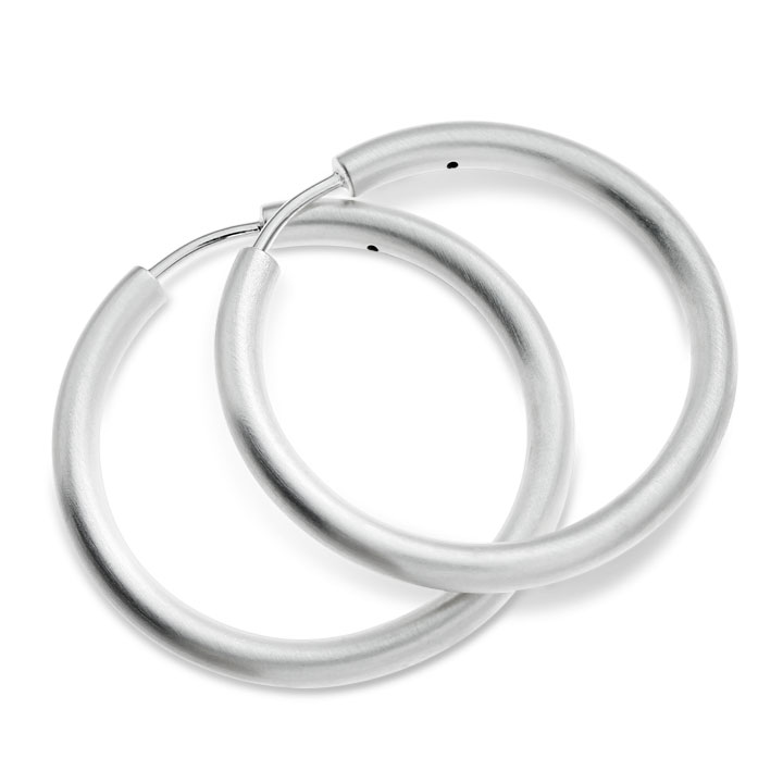 Creole Silber matt  mit Scharnier 30 mm  rund