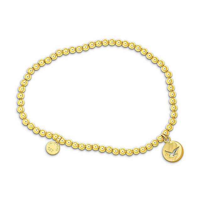 Armband Kugeln 3 mm Silber vergoldet 0,25 micro  Möwe Silhuette