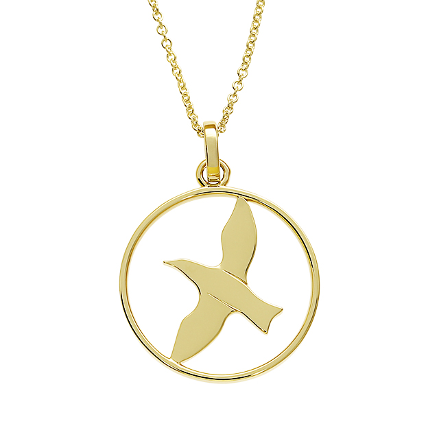 Anhänger Sylt Möwe Silber gold-plattiert rund 20 mm ohne Ankerkette