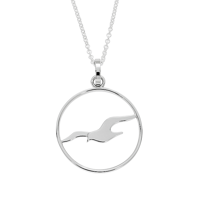 Anhänger Sylt Möwe 925 Silber rhodiniert rund 20 mm ohne Ankerkette