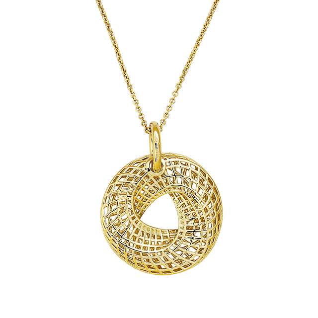 Anhänger Gitternetz Silber gold-plattiert 24 mm ohne Ankerkette