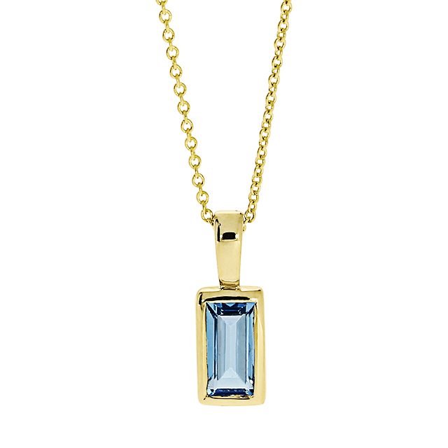 Anhänger 585 Gelbgold  swiss blue Topas 3,5 mm fac  ohne Kette 