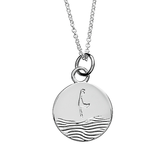 Anhänger Sylt Wellen 925 Silber rhodiniert rund 15 mm ohne Kette