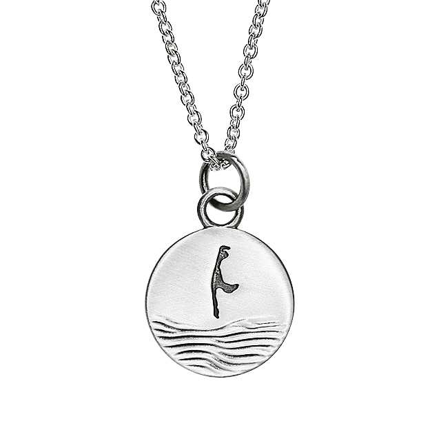 Anhänger Sylt Wellen 925 Silber matt oxydiert rund 15 mm ohne Kette