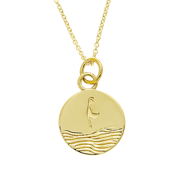 Anhänger Sylt Wellen Silber gold-plattiert rund 15 mm ohne Kette