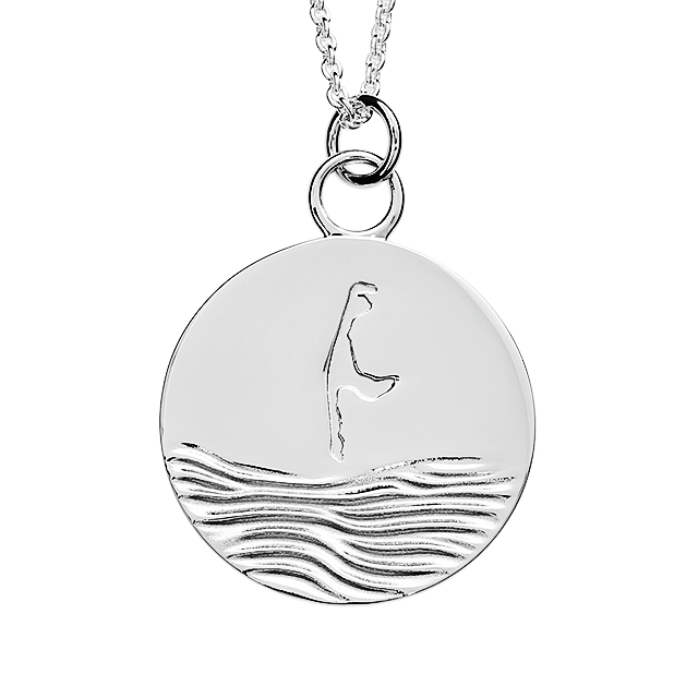 Anhänger Sylt Wellen 925 Silber rhodiniert rund 24 mm ohne Kette
