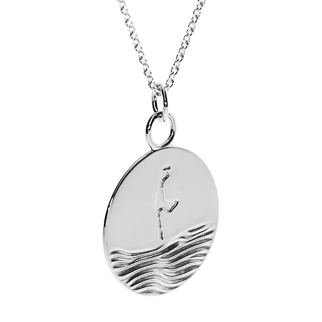 Anhänger Sylt Wellen 925 Silber rhodiniert rund 24 mm ohne Kette