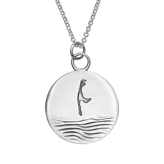 Anhänger Sylt Wellen 925 Silber rhodiniert rund 24 mm ohne Kette