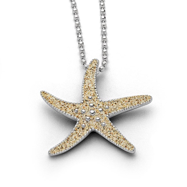Anhänger Silber Seestern Strandsand Zirkonia 33  mm  ohne Kette