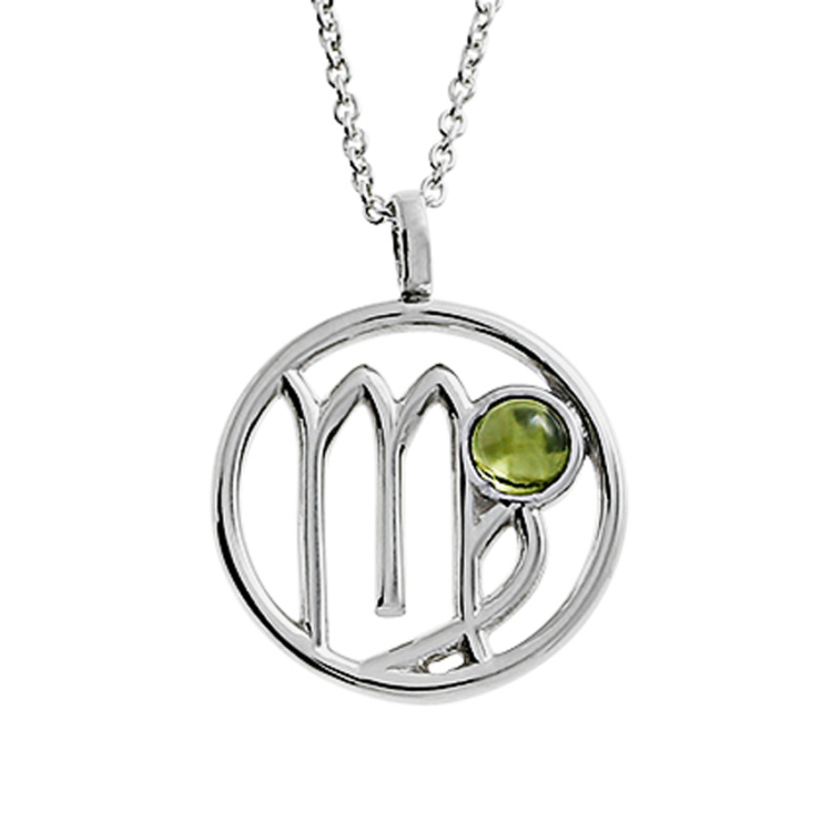 Sternzeichen Jungfrau ‌Silber Durchmesser 15 mm Peridot 4 mm inkl. Ankerkette