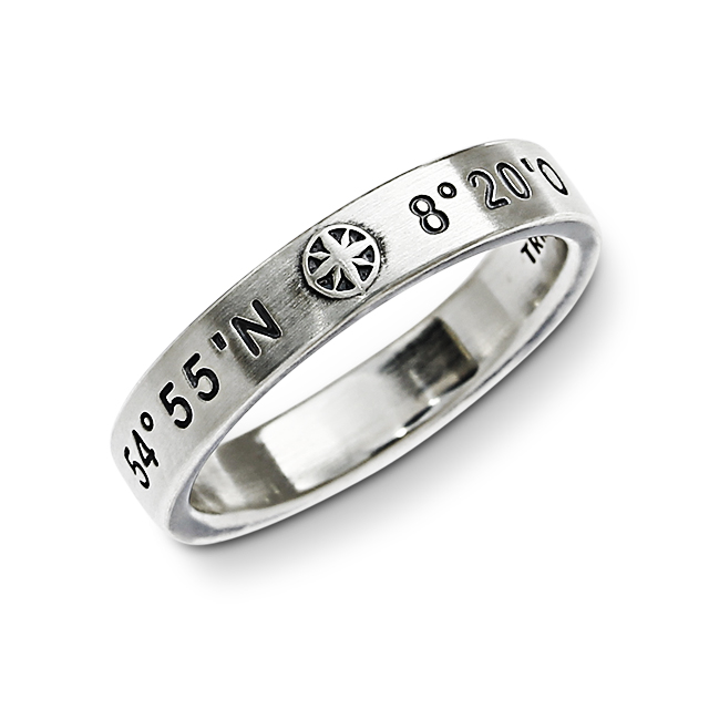 Ring Sylt Koordinaten 3.0 poliert  rhodiniert Ringweite 50