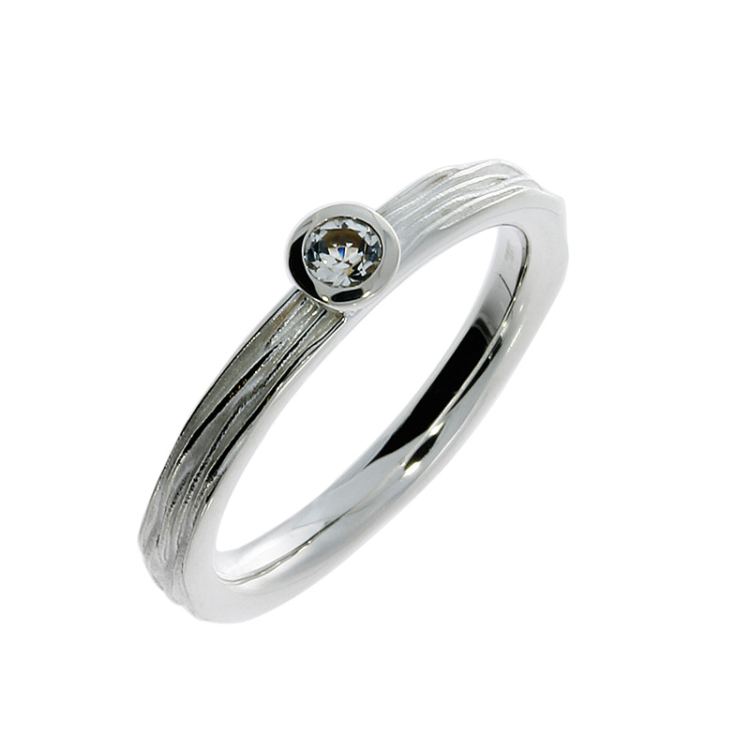 Ring si Crease Silber hell weißer Topas 3 mm fac Ringweite 52