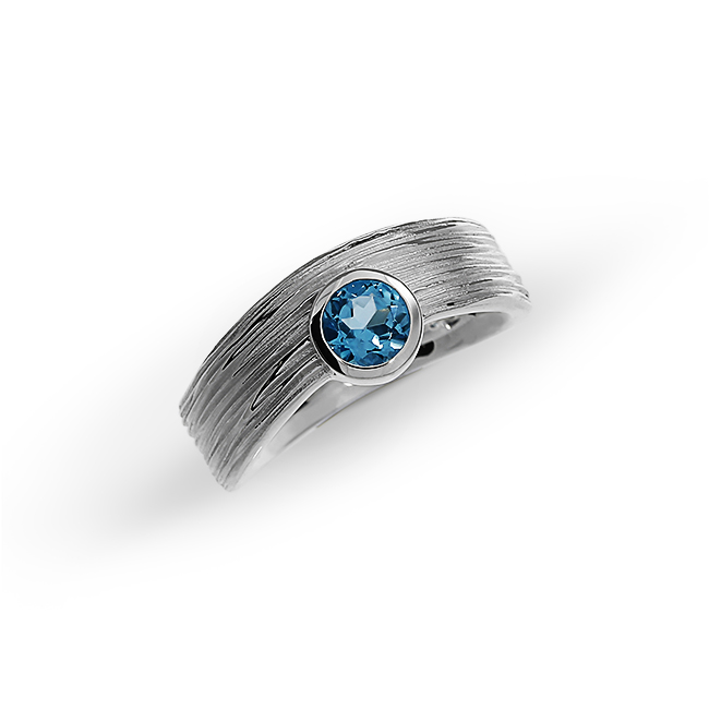 Ring Crease Silber Swiss Blue Topas 5 mm rund fac Ringweite 52
