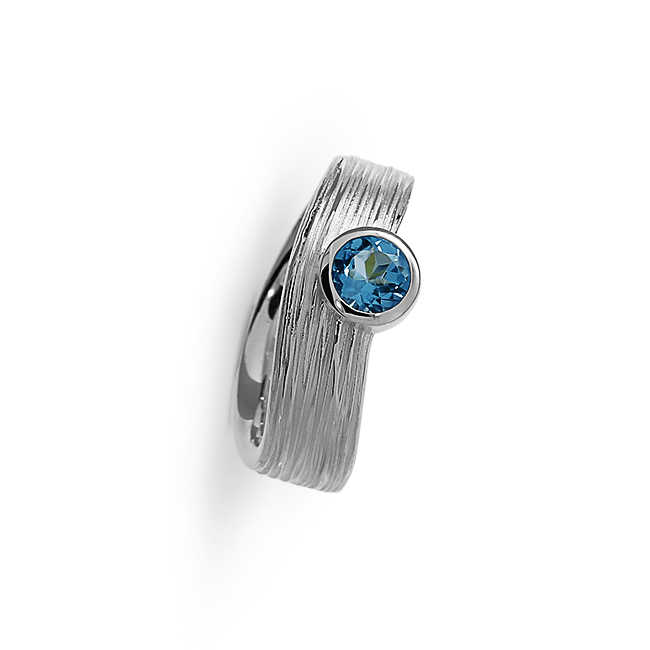 Ring Crease Silber Swiss Blue Topas 5 mm rund fac Ringweite 52