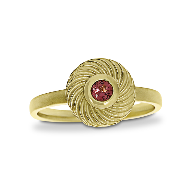 Ring Wave 585 Gelbgold pinkTopas 3 mm fac Ringweite 52