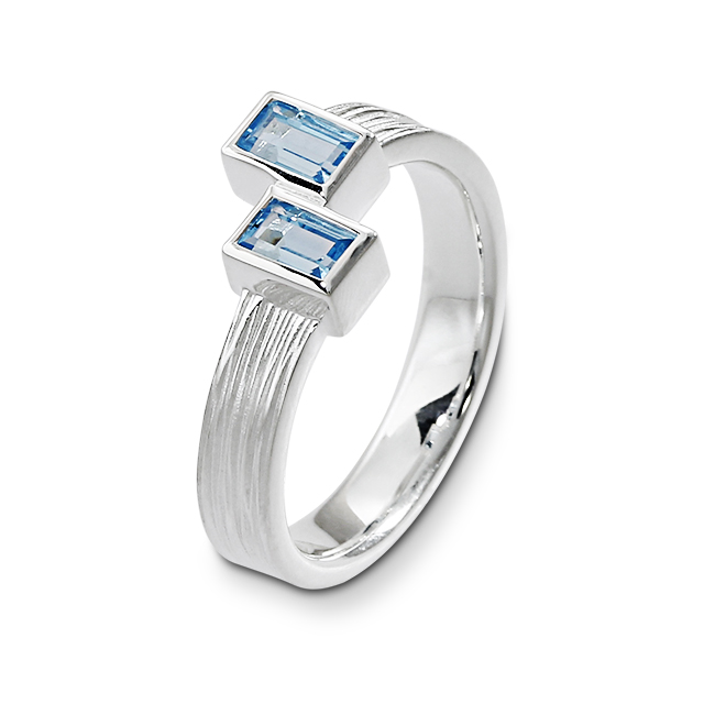 Ring Crease Silber 925 swiss BlueTopas 5 x 3 rechteck Ringweite 52