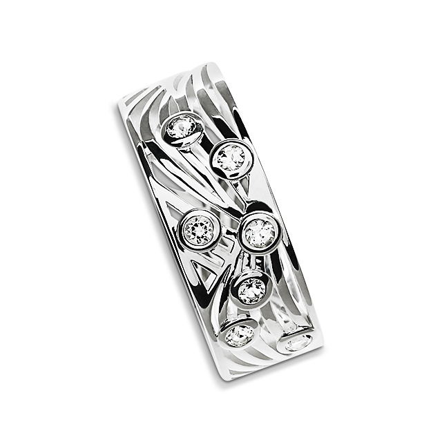 Ring Illusion Silber-hell 8 mm, weißer topas Ringweite 52