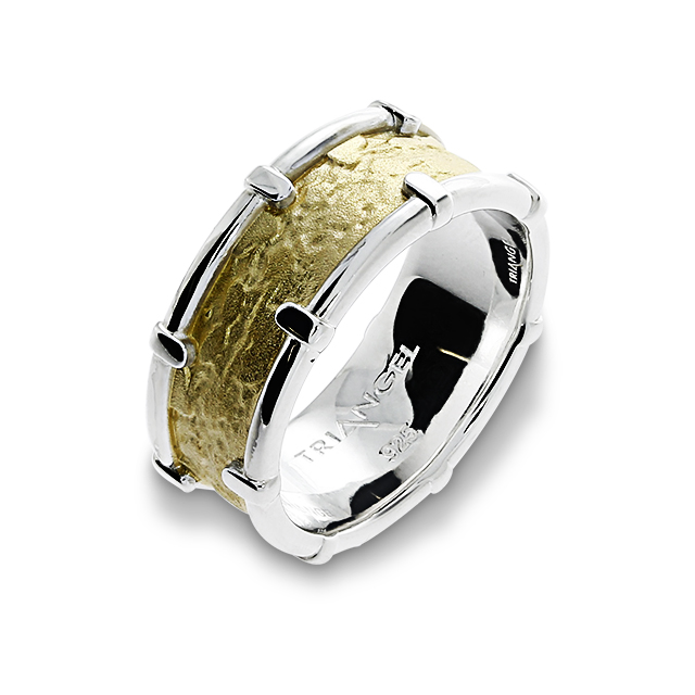 Ring Silber teilvergoldet Breite 7 mm Ringweite 52