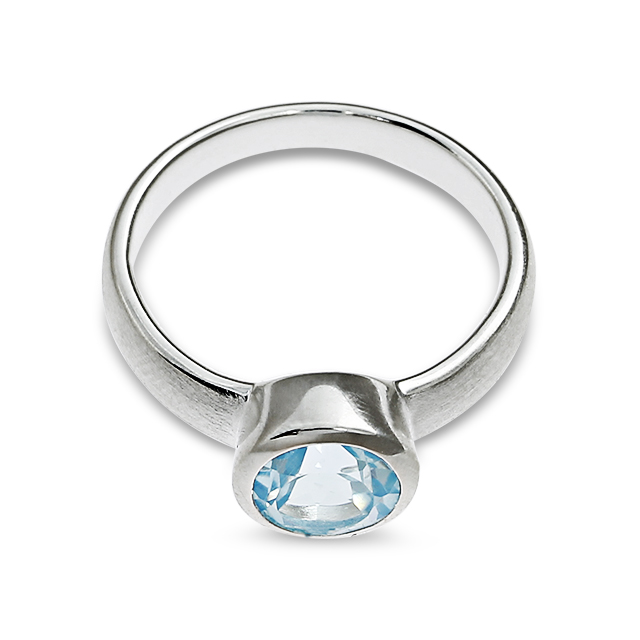 Ring Silber sky blue Topas 7 mm rund fac Ringweite 52