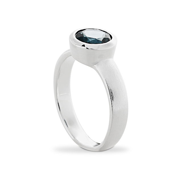 Ring Silber London blue Topas 7 mm rund fac Ringweite 52